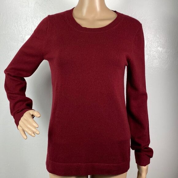 J. Crew burgundy cotton blend round neck pullover sweater size S - Picture 1 of 7